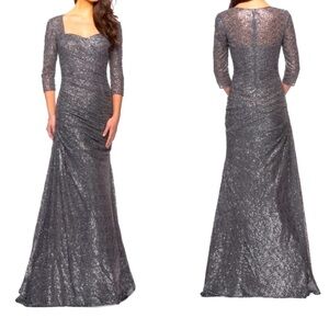 NWT LA FEMME RUCHED SEQUIN TRUMPET EVENING/FORMAL GOWN/DRESS #28065